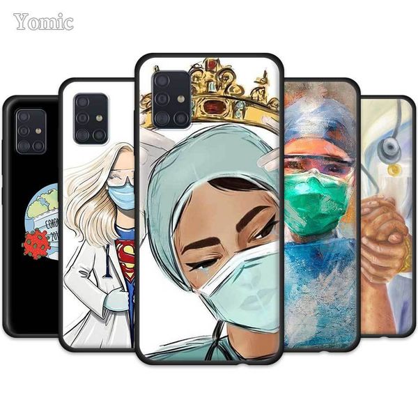 

tpu case for samsung galaxy a51 a50 a71 a70 a10 a20e a30 a40 a31 a21 s a41 a01 a11 a80 black cover cartoon medicine doctor nurse