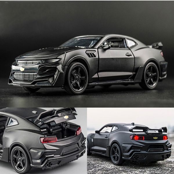 

2021 latest pull kidami back 1:32 alloy camaro diecast model chevrolet sound light kids toy car collection for children's gifts new