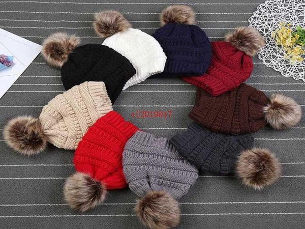 

kids pompom beanies baby knitted winter warm hats thick stretchy knit beanie cap bobble beanie hats 9 colors1