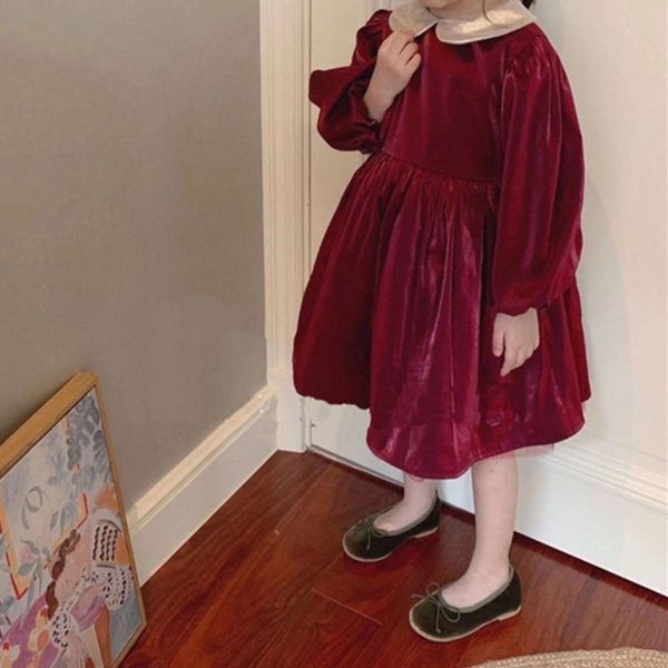 

autumn korean clothing winter 2020 new girl's plush net red children's gold veet drs, Red;yellow