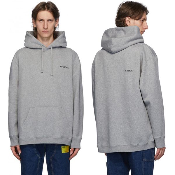 

2020 autumn winter vetements front and black little logo embroidery hoodie fashion casual wear hooded sweathirt men women cotton hoodie