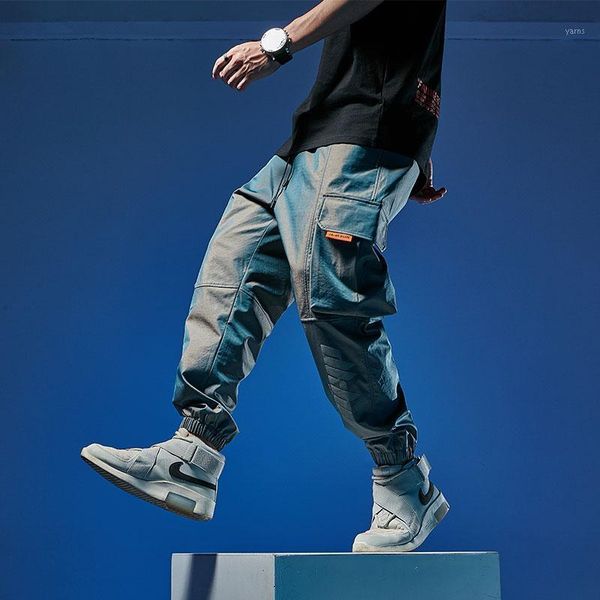 

mens cargo pants joggers men fashion 2020 side pockets hip hop harajuku japanese streetwear trousers grey pants men1, Black