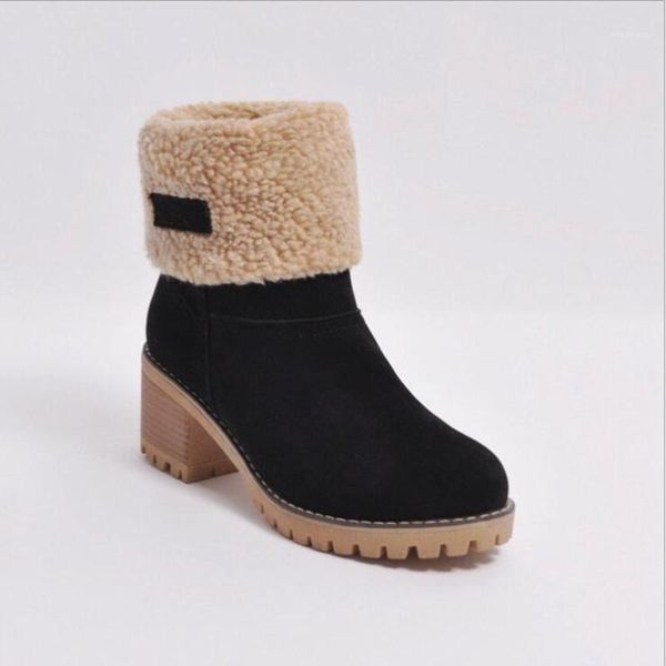 

2020 large size 35-43 cashmere middle cylinder two wear europe and america keep warm snow boots round head root1, Black