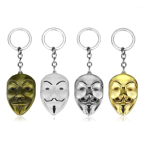 

4 colors movie v keychain anonymouse guy hacker mask metal alloy keyring key chain ring fob for fans1, Silver