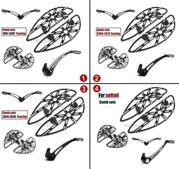 

black gauge rider rear floorboards brake shifter levers touring softail 97-191