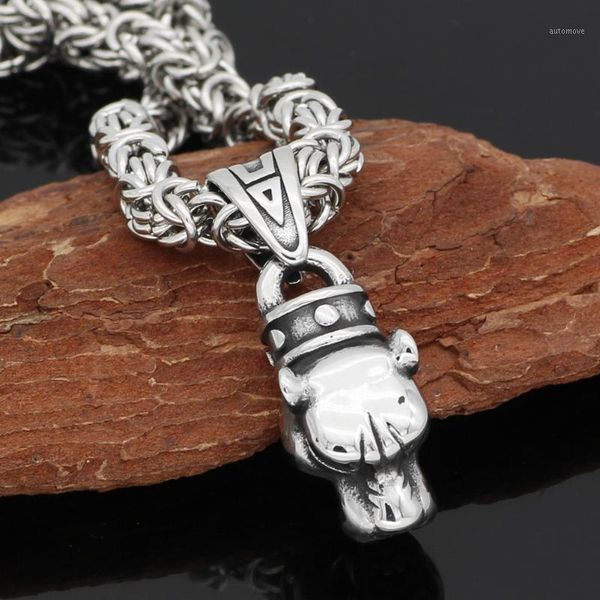 

men stainless steel odin wolf head knot amulet pagan pendant necklace1, Silver