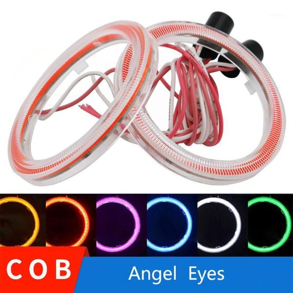 

ysy 2pcs car angel eyes led car halo ring lights cob led angel eyes headlight for motorcycle with cover white red dc 12v 3w1