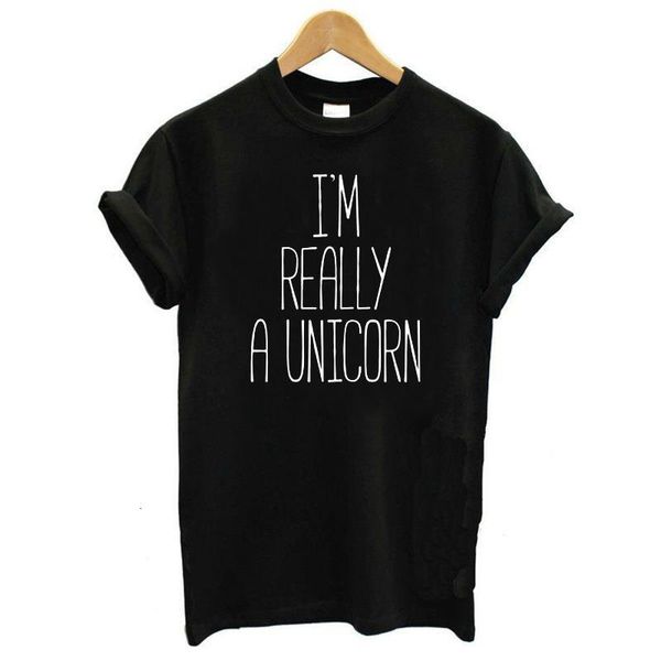 

i' really a unicorn letter print t shirt women short sleeve o neck loose tshirt summer women tee shirt camisetas mujer, White