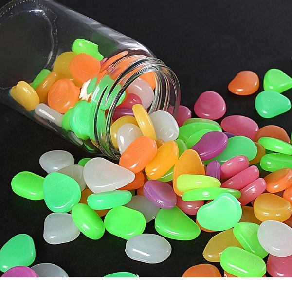 

50pcs luminous stones beads rocks for diy charm gift night glowing romc light-emitting lawn garden festival de qylbtf