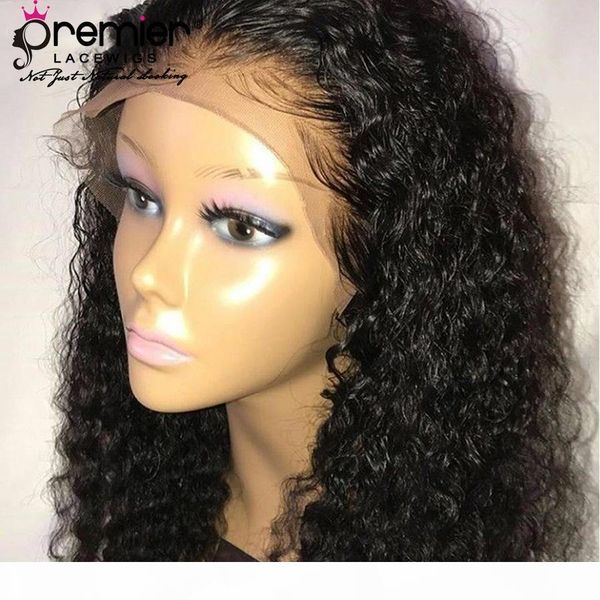 

premier pre-plucked hairline glueless full lace wigs brazilian remy hairs curly wigs natural hairline with babyhair, Black;brown