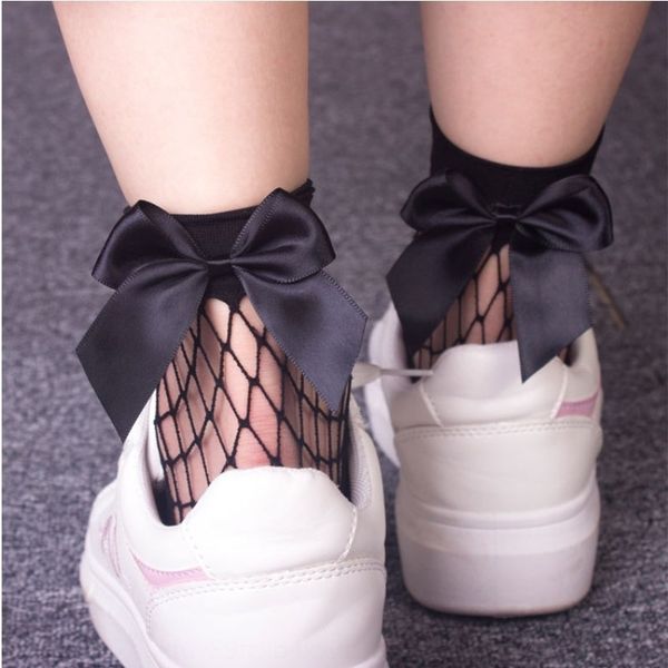 

efi4d butterfly lace sweet butterfly net lady's original residence princess fishing lolita socks white korean lace fishing net socks a9, Black