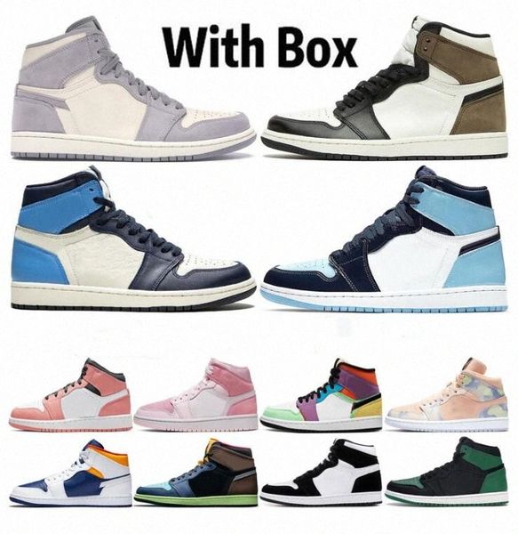 

new selling chicago og women men basketball shoes 1 1s white black gym pink shattered backboard obsidian train sneankers size 36-4 q2tl#