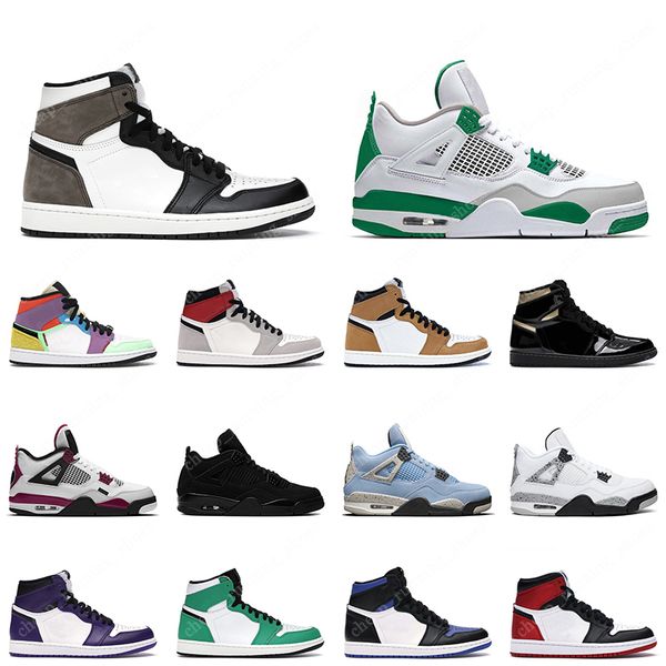 

1 obsidian men women basketball shoes 1s black toe lucky green bred 4 4s black cat white cement mens trainer sports sneakers