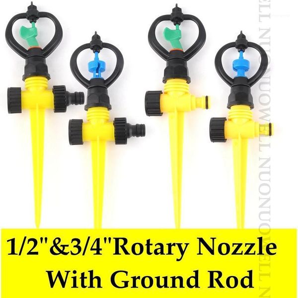 

watering sprinkler kits 1/2"&3/4" female thread rotary nozzle with ground rod spike water sprinklers greenhouse irrigation spray1
