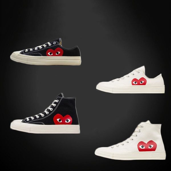 

cdg kawakubo rei commÃ¨ des garÃ§ons play x cÃ²nversÃ¨ chuck all-star taylor 1970s sneakers canvas polka dot white low sport shoes, Black