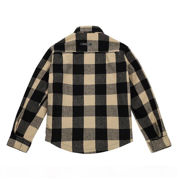 

fog fear of god checkerboard shirt jacket fog fully-lined shirt jackets casual oversized shirts men outerwear harajuku hip hop streetwear, Black;brown
