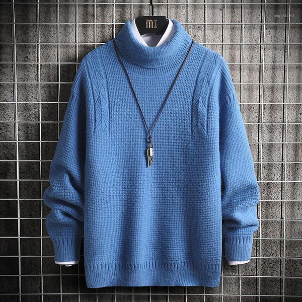 

glacialwhale mens knitted sweater men 2021 winter solid sweaters pullover jumper harajuku korean style casual blue sweater men1, White;black