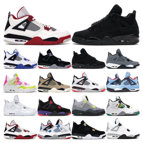 

2020 mens trainers basketball shoes 4s jumpman 4 black cat white cement purple cactus jack fired red bred womens men sports sneakers fashion