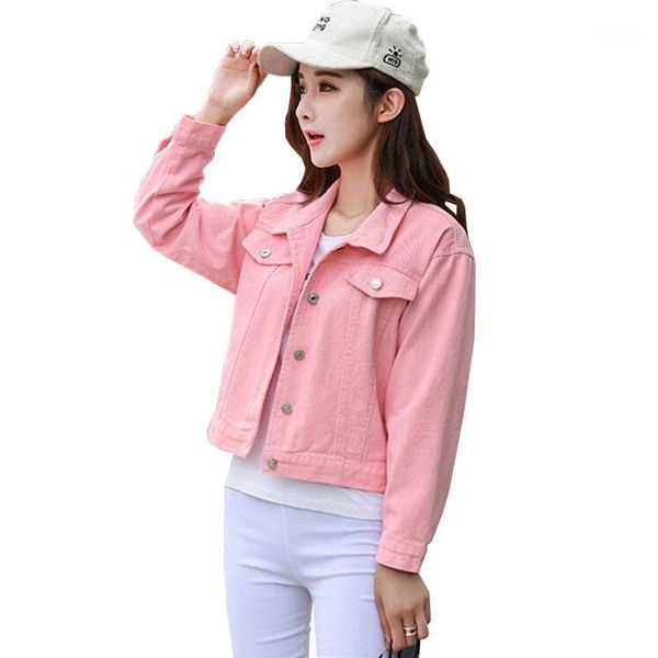 

2020 casual student clothes short denim jacket fashion pink jeans outerwear wild tooling windbreaker women korean loose 32531, Black;brown