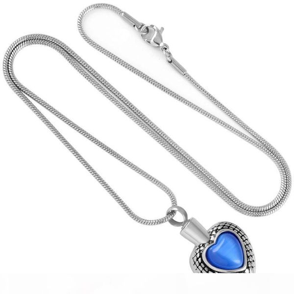 

ijd9176 stainless steel ash cremation pendant jewelry pet animal luxury heart rhinestone cremation pendant necklace jewelry, Silver
