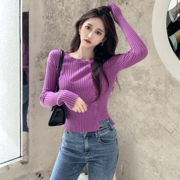 

2020 autumn new versatile fit long sleeve short slim t-shirt for women