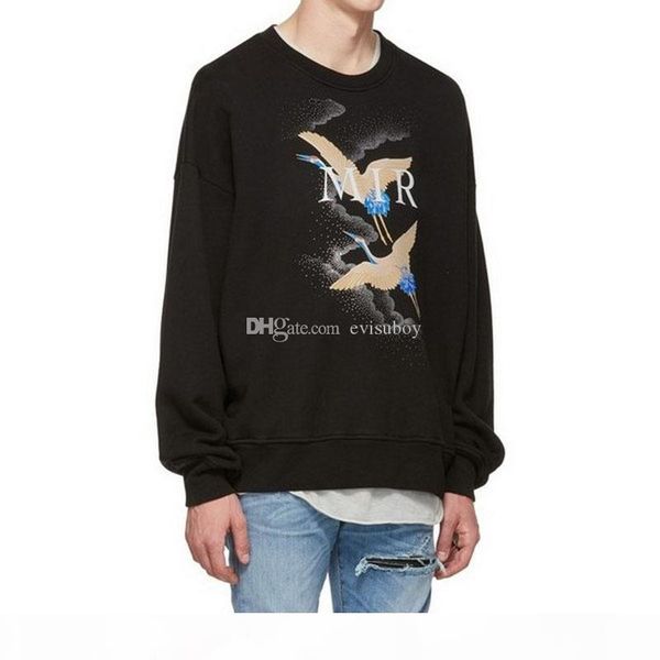 

mens hoodie sweatshirts fashion crane printed men women hoodies stylist hoodie jacket size s-xl, Black