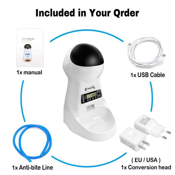 

3l matic dog cat feeder pet food dispenser with voice record pet dog cat drinking feeding bowl lcd screen dry fo bbyjft