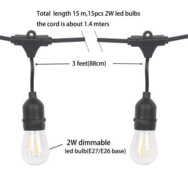 

10м 15 м светодиодных светильников s14 светодиодные ретро нить лампочки земной шар открытый уличный сад патио праздник освещение swy wmtzbw