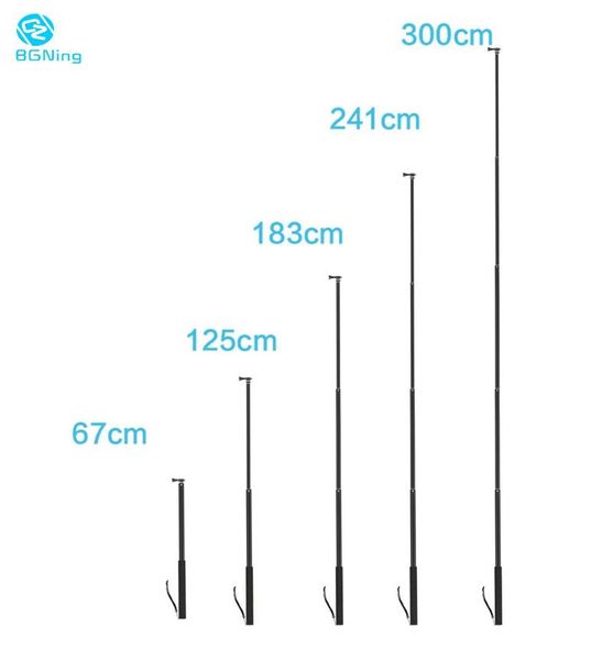 

bgning long-distance selfie stick 6-section tripod for sports cameras phone clip tablet support max 3meters
