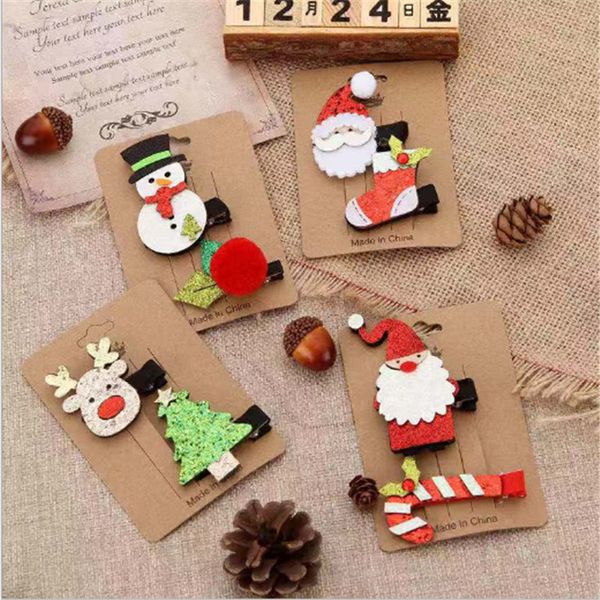 

glitter santa claus elk tree hairpin gift new year decoration 2021 merry christmas noel