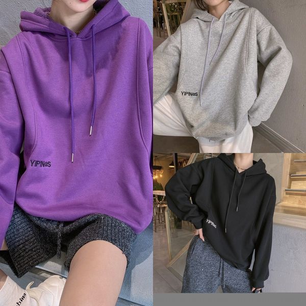 

2020 women's autumn and winter new women's round neck long sleeve pullover hooded pullover sweater sweater hy378, Black