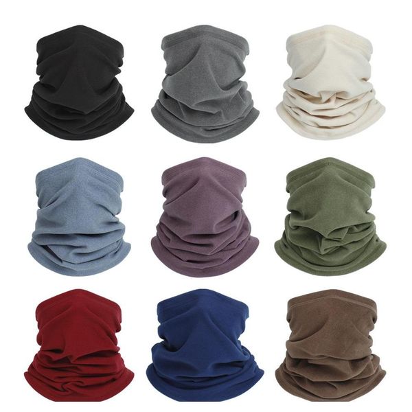 

designer polar fleece cycling scarves mens womens multifunctional magic scarf winter plain face mask neck warm 9 solid color 053km, Blue;gray