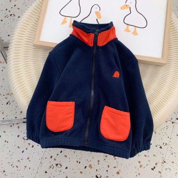 

new winter y112606 children's fce 2020 stand collar cardigan letter solid color zipper shirt long sve coat ou7d, Black