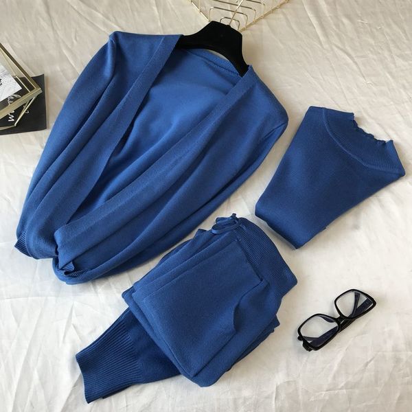 

2021 new autumn winter new products european and american style simple long coat vest + casual pants three-piece suit ko8i, Gray
