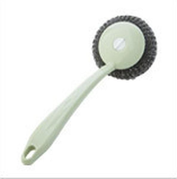 

plain long handle steel ball wash pot brush household kitchen stainless steel cleaning ball sink stove cleaning brush h jllfki