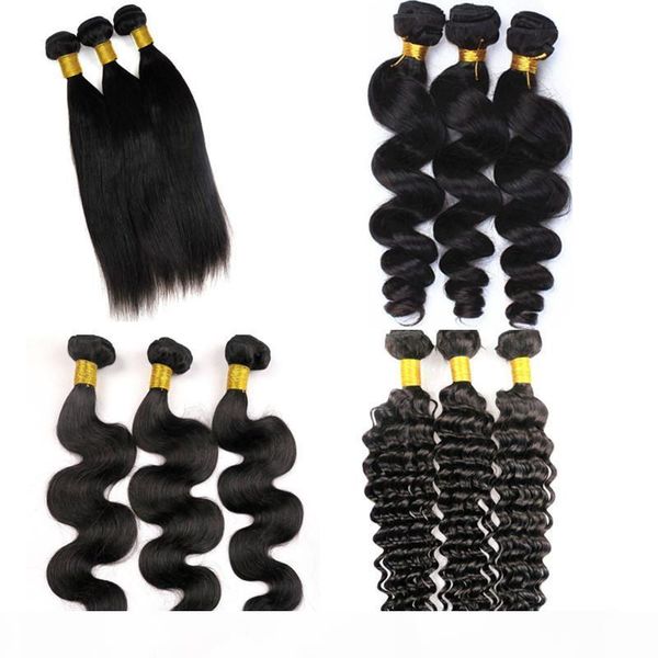 

virgin hair weaves brazilian human hair bundles wefts 100% unprocessed peruvian indian malaysian cambodian weaving human hair extensions, Black