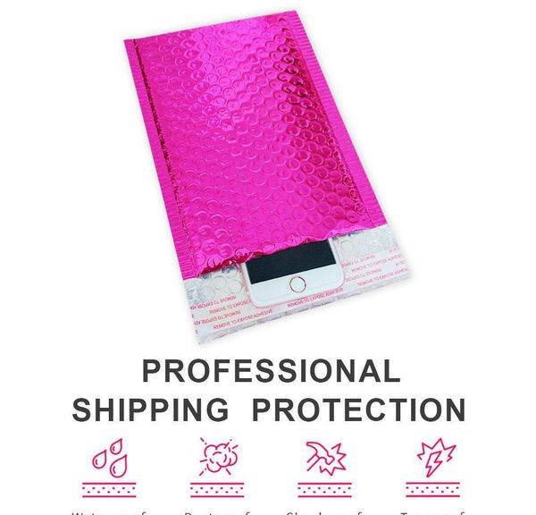 

10pcs rose pink foil bubble bags metallic bubble mailers aluminized postal bags wedding gift packaging padded shipping envelopes wmtvak