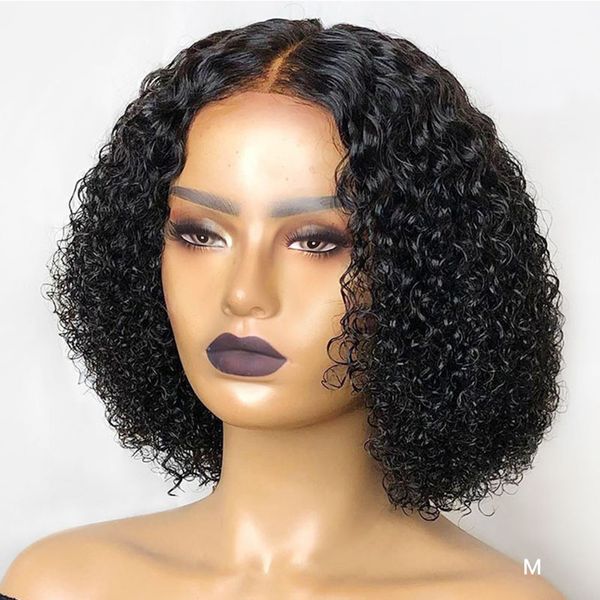 

lx brand shoulder length preplucked black kinky curly cut short bob smooth glueless lace front wig for women synthetic with babyhair softfac
