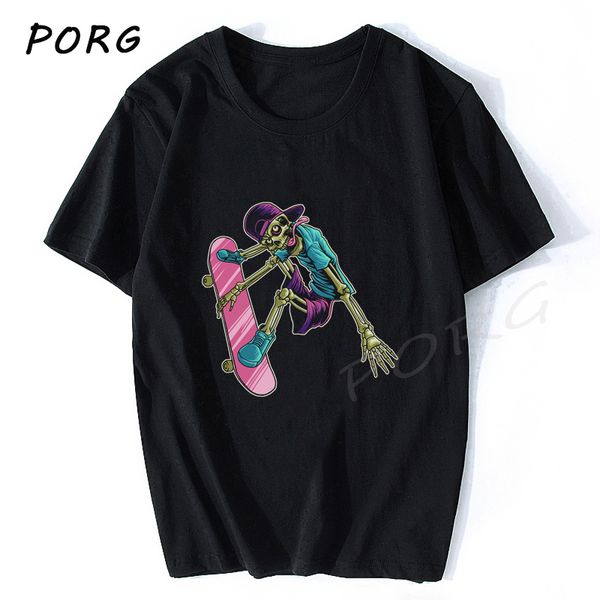 

skull skate fashion % print funny harajuku casual short sleeve short summer hip hop oversized tshirt hooded sweatshirt hoodie men t shirt
