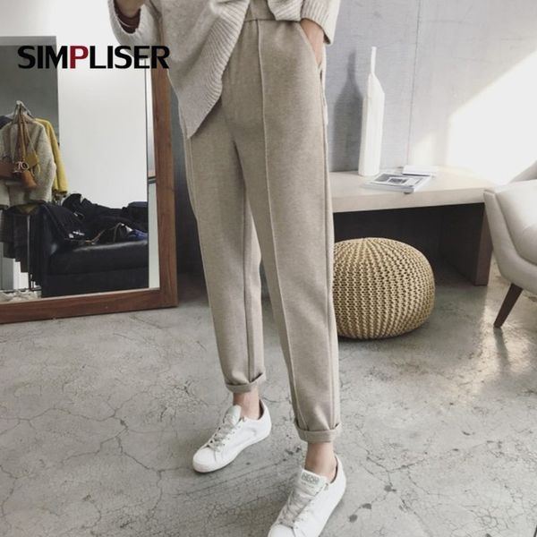 

woolen harem pants women thickened warm winter trousers plus size 5xl vintage nylon mom pants black beige khaki pantalon femme 201106, Black;white