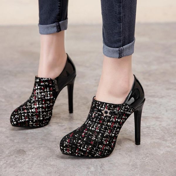 

super high heels party stitching fashion spring new women's shoes, Black