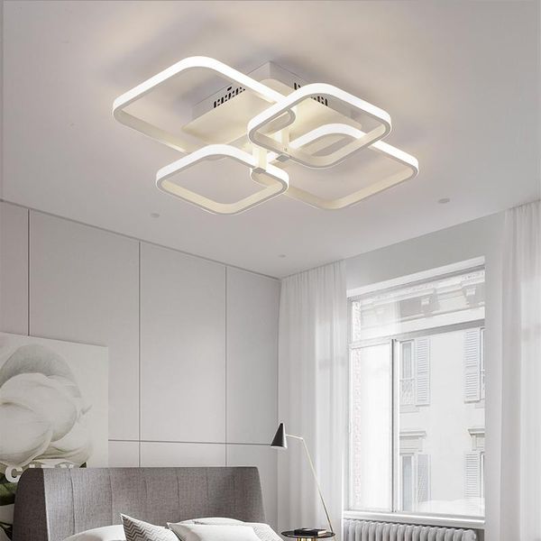 

modern led chandelier light for living room bedroom kitchen home ceiling lamps remote control rectangle white lighting fixtures
