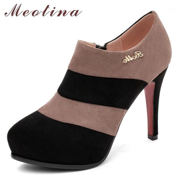 

meotina high heels women shoes zipper platform thin high heels party shoes mixed colors pointed toe pumps ladies plus szie 33-431, Black
