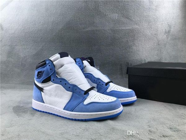 

air authentic 1 high og university blue outdoor shoes white men midnight blue black retro sneakers runner sports with original box 40-47.5