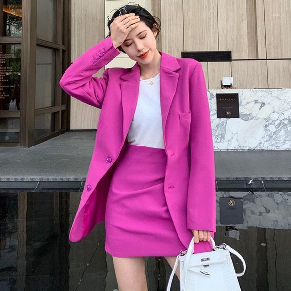 

fashion rose red ladies skirt suit single breasted long blazer jacket+short a line skirt spring women suit 2 piece set1, White