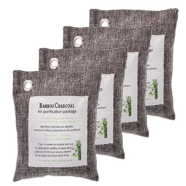 

4pack bamboo charcoal activated charcoal bags naturally air purifying odor, moisture - kid and pet-friendly deodorizers for home1