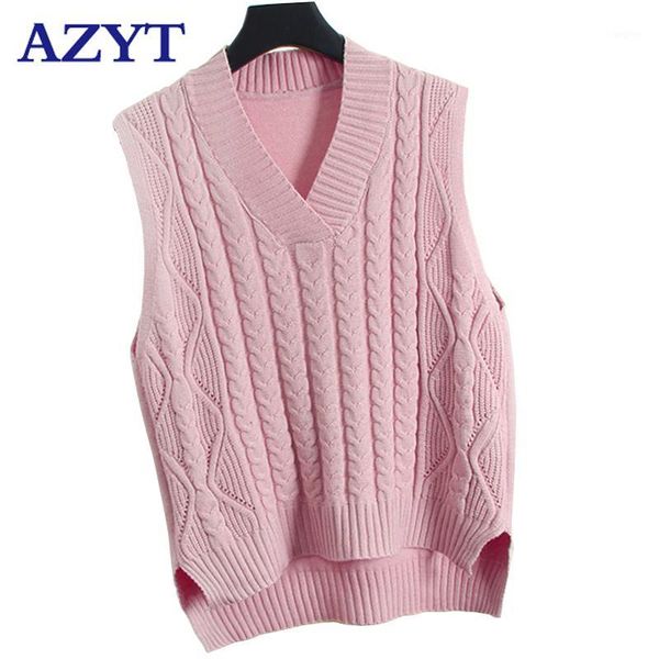 

sweater vest female autumn winter new knit solid vest loose fashion v neck ladys sleeveless 1, White