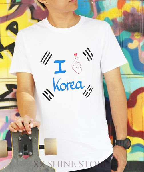 

t-shirt man serigraphied 100% cotton i love korea babbayo 100% cotton t shirt men women tee sport hooded sweatshirt hoodie