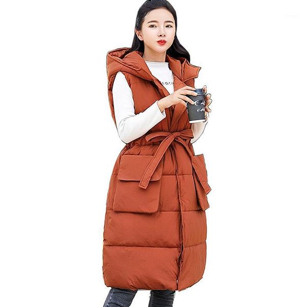 

autumn winter vest women hooded warm jacket women long vest parka feminino sleeveless outwear cotton waistcoat plus size1, Black;white