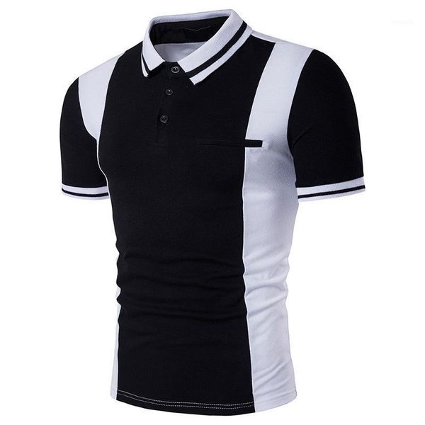 

zogaa summer shirt shorts sleeve men contrast colors slim fit mens shirt turn down collar casual homme1, White;black